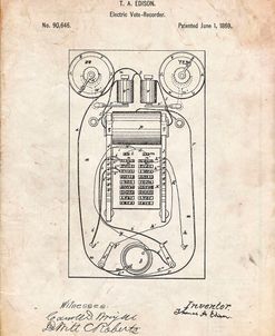 PP1083-Vintage Parchment T. A. Edison Vote Recorder Patent Poster