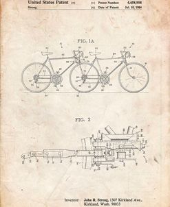 PP1084-Vintage Parchment Tandem Bicycle Patent Poster