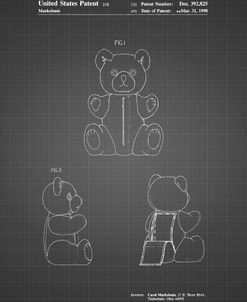 PP1085-Black Grid Teddy Bear Poster