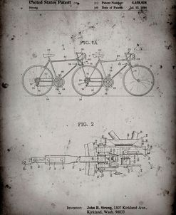 PP1084-Faded Grey Tandem Bicycle Patent Poster