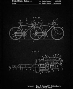 PP1084-Vintage Black Tandem Bicycle Patent Poster
