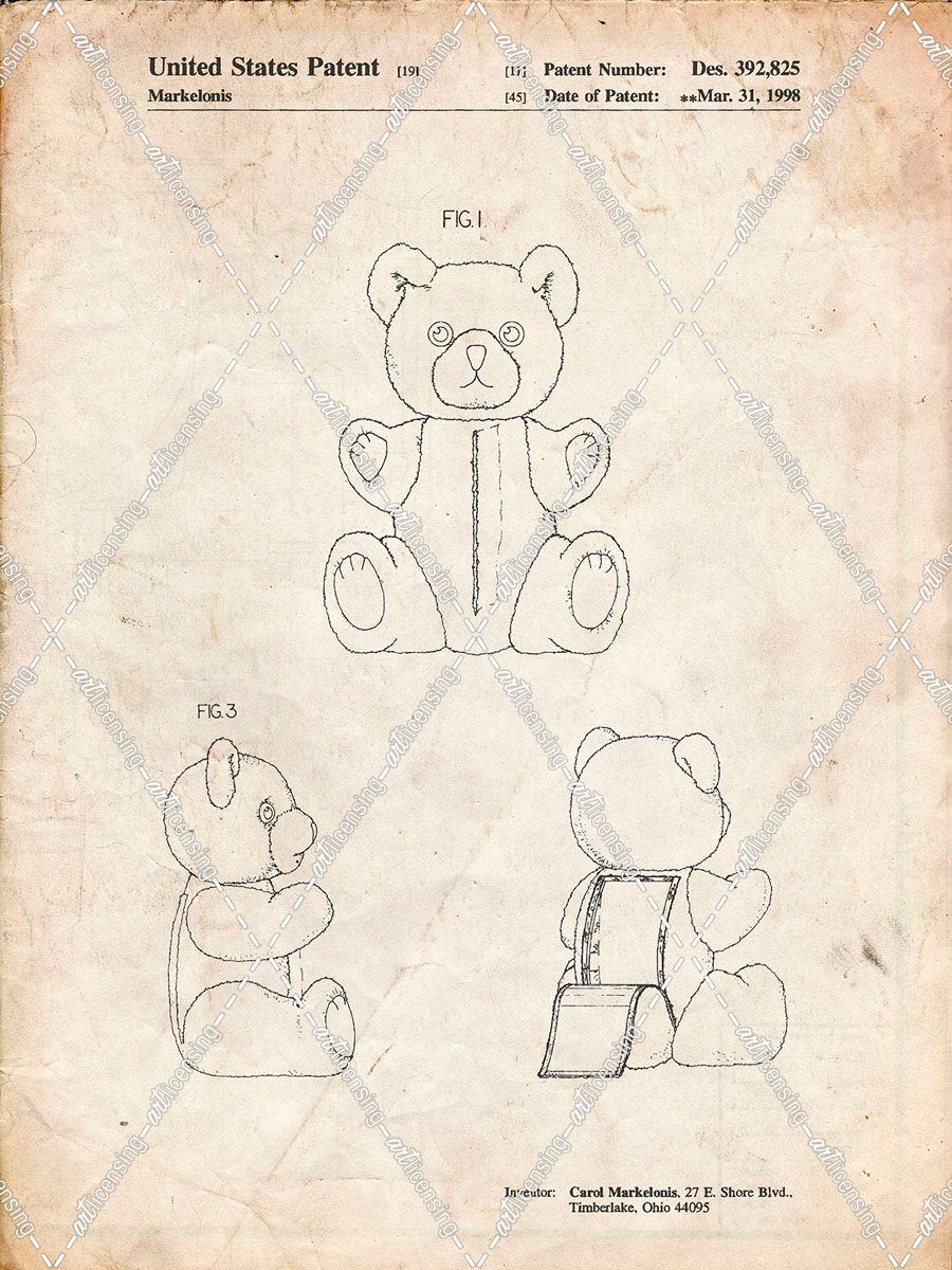 PP1085-Vintage Parchment Teddy Bear Poster
