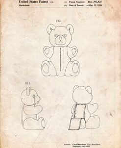 PP1085-Vintage Parchment Teddy Bear Poster