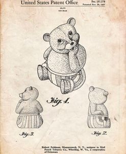 PP1086-Vintage Parchment Teddy Bear Poster