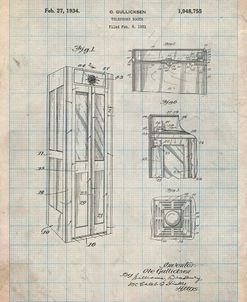 PP1088-Antique Grid Parchment Telephone Booth Patent Poster