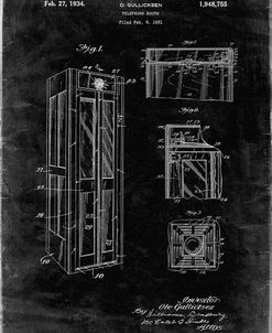 PP1088-Black Grunge Telephone Booth Patent Poster