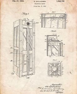 PP1088-Vintage Parchment Telephone Booth Patent Poster