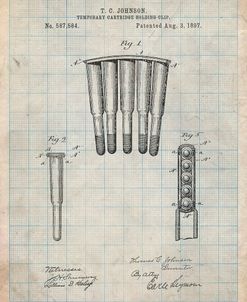 PP1089-Antique Grid Parchment Temporary Cartridge Holding Clip 1897 Patent Poster