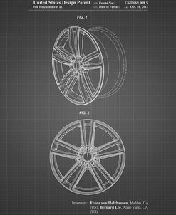 PP1091-Black Grid Tesla Car Wheels Patent Poster