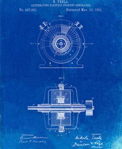 PP1090-Faded Blueprint Tesla Alternating Current Generator Poster