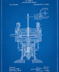 PP1094-Blueprint Tesla Reciprocating Engine Poster