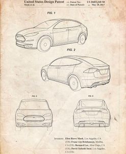 PP1093-Vintage Parchment Tesla Model S Poster