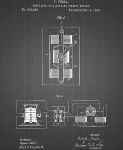 PP1095-Black Grid Tesla Regulator for Alternate Current Motor Patent Poster