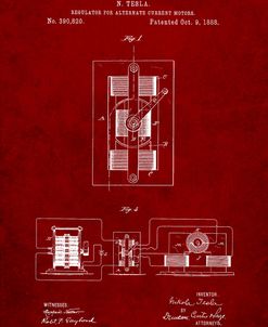 PP1095-Burgundy Tesla Regulator for Alternate Current Motor Patent Poster
