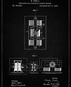 PP1095-Vintage Black Tesla Regulator for Alternate Current Motor Patent Poster