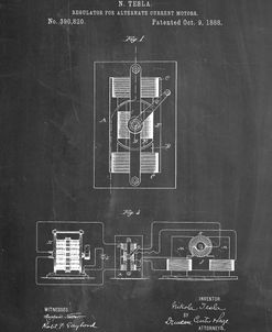 PP1095-Chalkboard Tesla Regulator for Alternate Current Motor Patent Poster