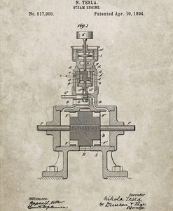 PP1096-Sandstone Tesla Steam Engine Patent Poster