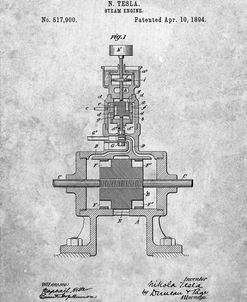 PP1096-Slate Tesla Steam Engine Patent Poster