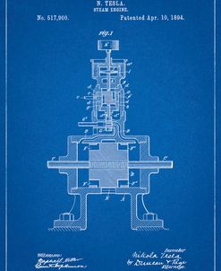 PP1096-Blueprint Tesla Steam Engine Patent Poster