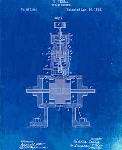 PP1096-Faded Blueprint Tesla Steam Engine Patent Poster