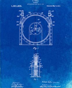 PP1097-Faded Blueprint Tesla Turbine Patent Poster