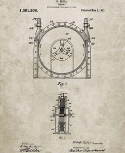 PP1097-Sandstone Tesla Turbine Patent Poster