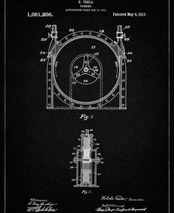PP1097-Vintage Black Tesla Turbine Patent Poster