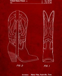 PP1098-Burgundy Texas Boot Company 1983 Cowboy Boots Patent Poster