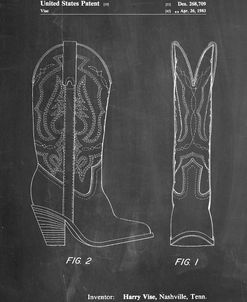 PP1098-Chalkboard Texas Boot Company 1983 Cowboy Boots Patent Poster