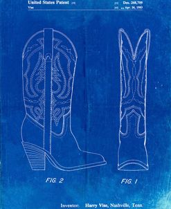PP1098-Faded Blueprint Texas Boot Company 1983 Cowboy Boots Patent Poster