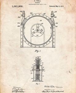PP1097-Vintage Parchment Tesla Turbine Patent Poster