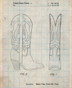 PP1098-Antique Grid Parchment Texas Boot Company 1983 Cowboy Boots Patent Poster