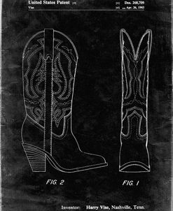 PP1098-Black Grunge Texas Boot Company 1983 Cowboy Boots Patent Poster