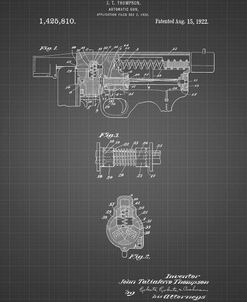 PP1099-Black Grid Thompson Submachine Gun Patent Poster