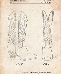 PP1098-Vintage Parchment Texas Boot Company 1983 Cowboy Boots Patent Poster