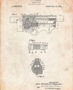 PP1099-Vintage Parchment Thompson Submachine Gun Patent Poster