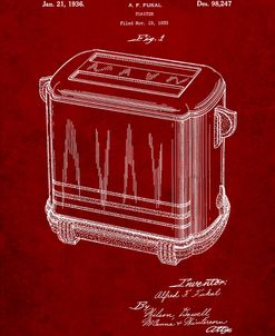 PP1100-Burgundy Toaster Patent Art, Vintage Toaster