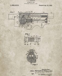 PP1099-Sandstone Thompson Submachine Gun Patent Poster