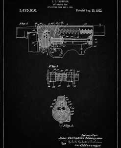 PP1099-Vintage Black Thompson Submachine Gun Patent Poster
