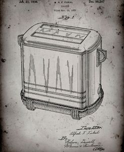 PP1100-Faded Grey Toaster Patent Art, Vintage Toaster