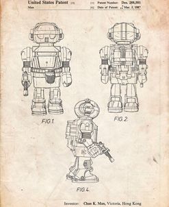 PP1101-Vintage Parchment Toby Talking Toy Robot Patent Poster