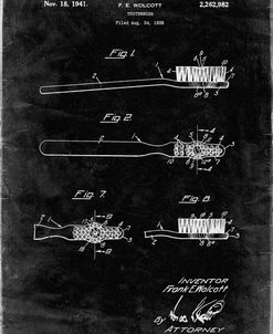PP1103-Black Grunge Toothbrush Flexible Head Patent Poster
