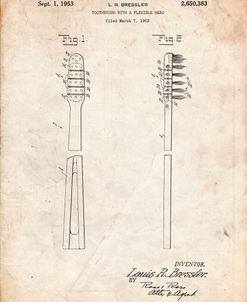 PP1102-Vintage Parchment Toothbrush Flexible Head Patent Poster