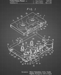 PP1104-Black Grid Toshiba Cassette Tape Recorder Patent Poster