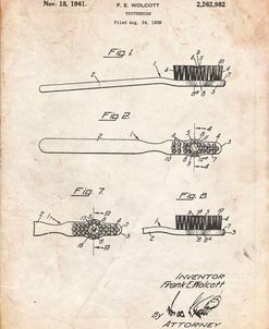 PP1103-Vintage Parchment Toothbrush Flexible Head Patent Poster