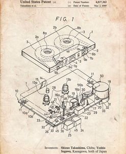 PP1104-Vintage Parchment Toshiba Cassette Tape Recorder Patent Poster