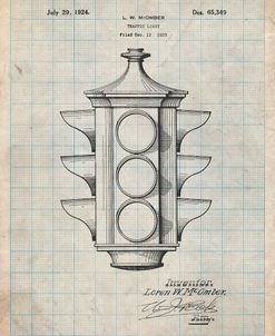 PP1109-Antique Grid Parchment Traffic Light 1923 Patent Poster