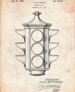 PP1109-Vintage Parchment Traffic Light 1923 Patent Poster