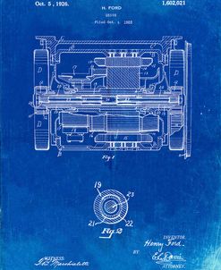 PP1110-Faded Blueprint Train Transmission Patent Poster