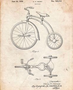 PP1114-Vintage Parchment Tricycle Patent Poster